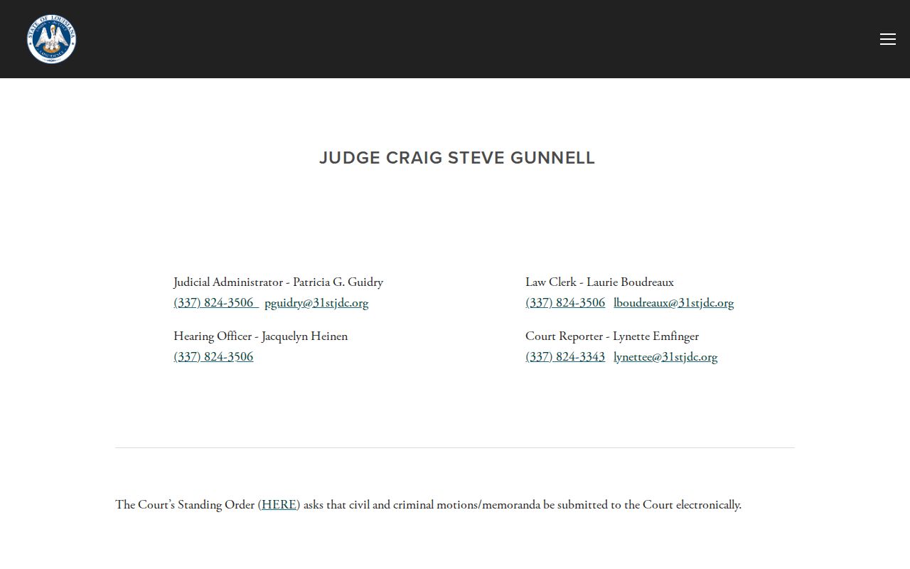 District judge page used for Jefferson Davis County bench warrant questions