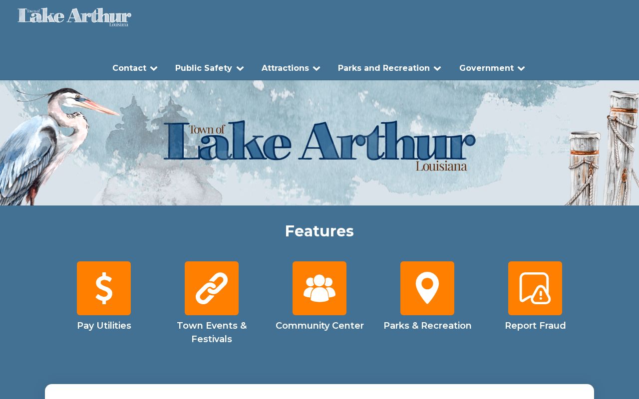 Lake Arthur municipal contact page for Jefferson Davis County warrant records