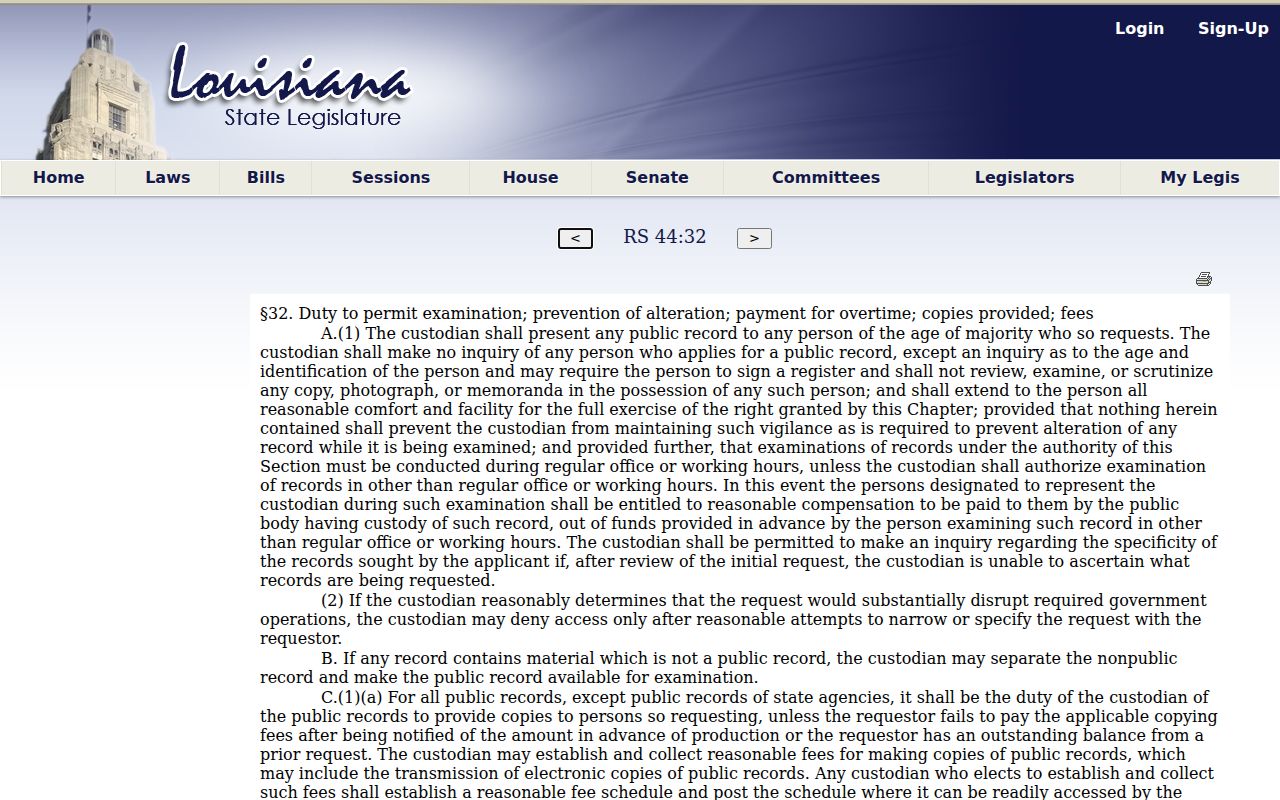 Jefferson Davis County warrant record request custodian response and copy fee provisions